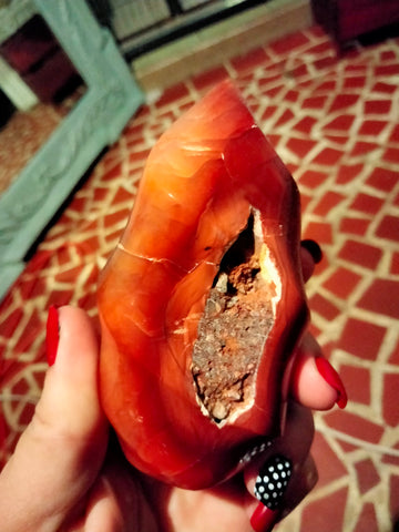 Flame Carnelian Jasper with cave