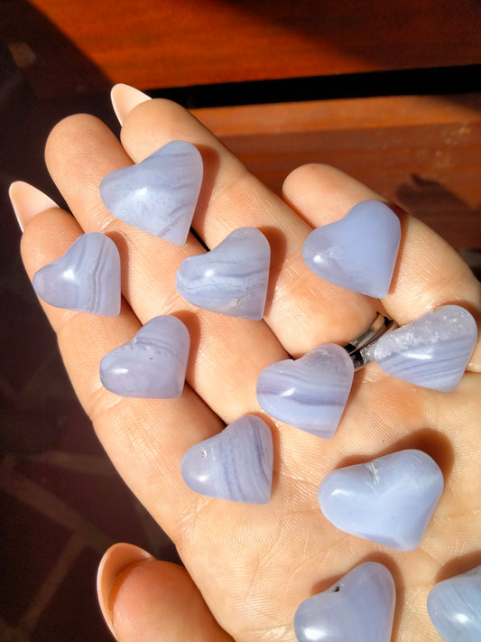 Tiny Blue Laced Agate Heart