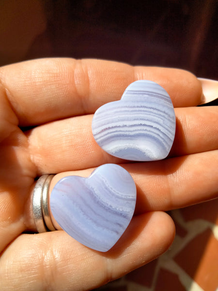 Two left Available Blue Laced Agate Heart