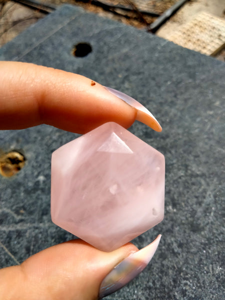 Pink Rose Quartz Hexagon