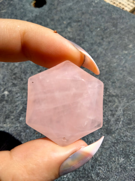 Pink Rose Quartz Hexagon