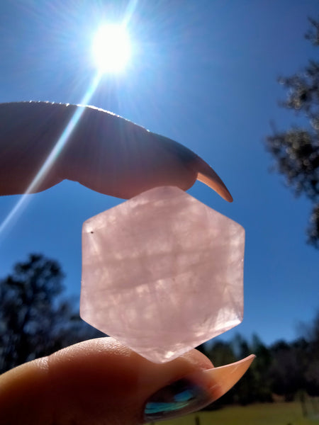 Pink Rose Quartz Hexagon