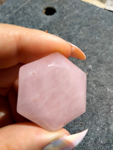 Pink Rose Quartz Hexagon