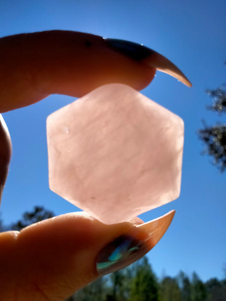 Pink Rose Quartz Hexagon