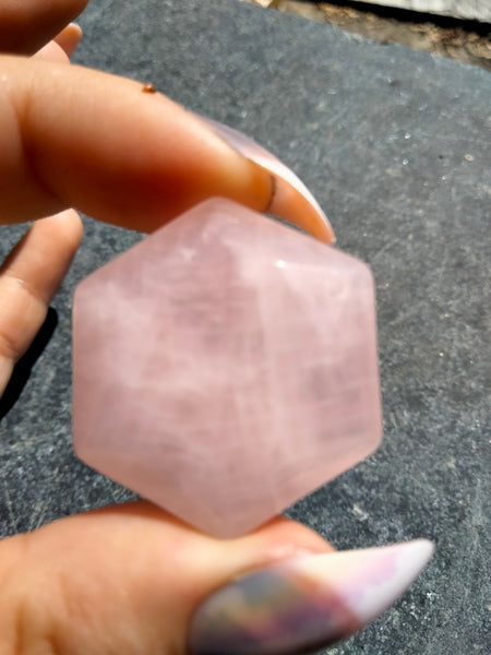 Pink Rose Quartz Hexagon