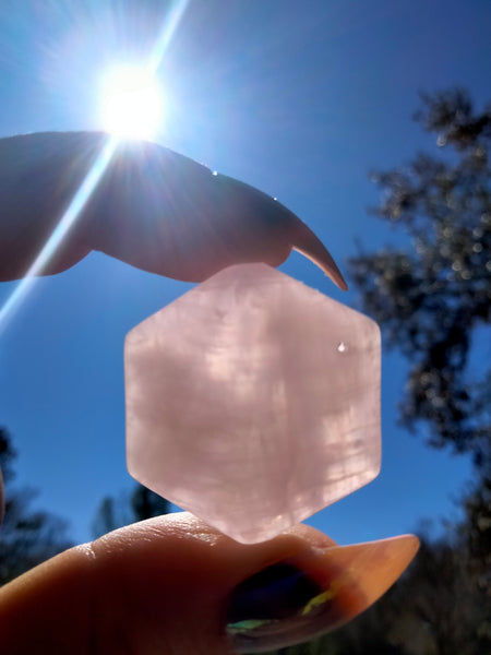 Pink Rose Quartz Hexagon