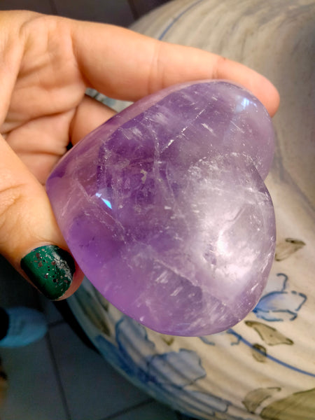 High quality amethyst crystal heart from Brazil