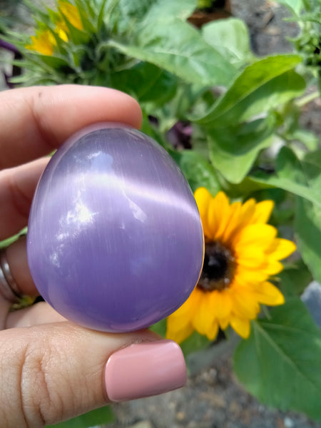 Purple Cat Eye Crystal Egg