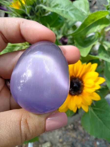 Purple Cat Eye Crystal Egg