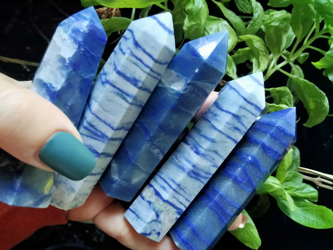 Blue Adventurine Point (natural and enhanced)