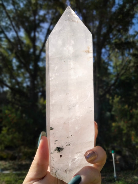 Clear Quartz Crystal Tower with Rainbows and gardens Infusion