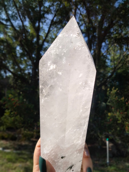 Clear Quartz Crystal Tower with Rainbows and gardens Infusion