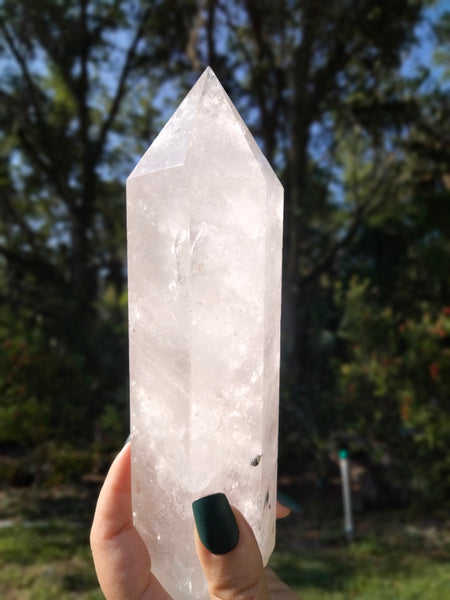 Clear Quartz Crystal Tower with Rainbows and gardens Infusion