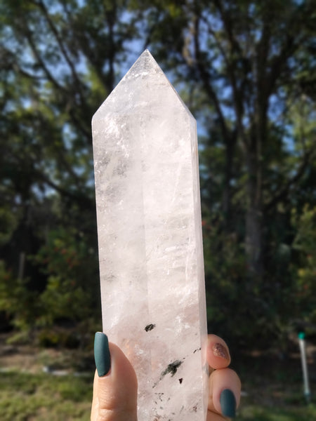 Clear Quartz Crystal Tower with Rainbows and gardens Infusion