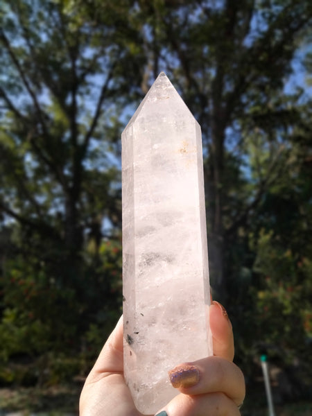 Clear Quartz Crystal Tower with Rainbows and gardens Infusion