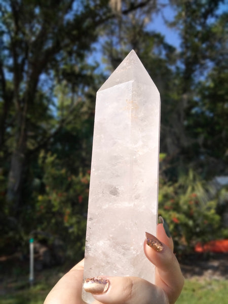 Clear Quartz Crystal Tower with Rainbows and gardens Infusion