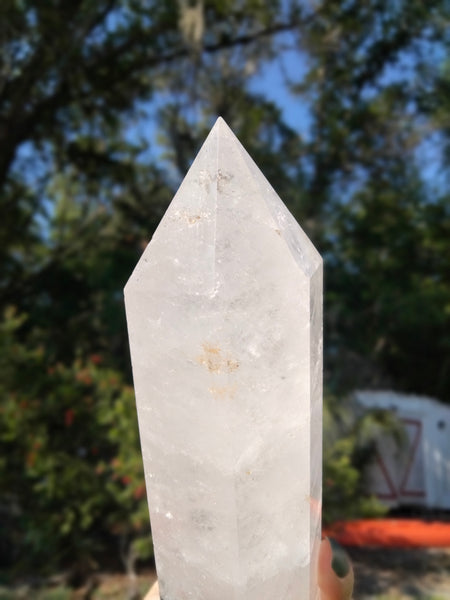 Clear Quartz Crystal Tower with Rainbows and gardens Infusion