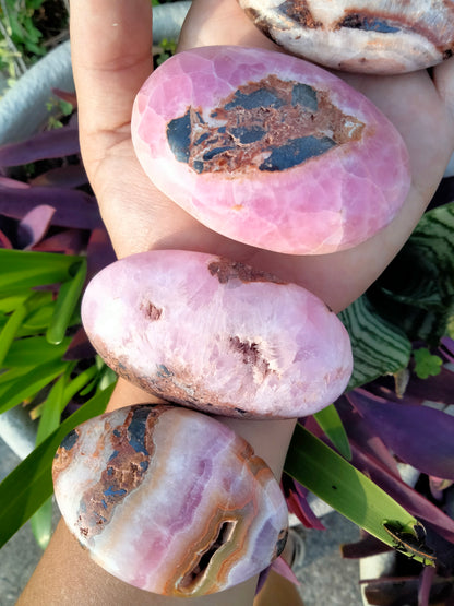 Pink Aragonite Crystal Palmstone