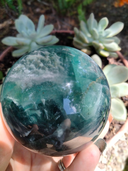 Rainbow Fluorite Sphere Lg with Rainbows!