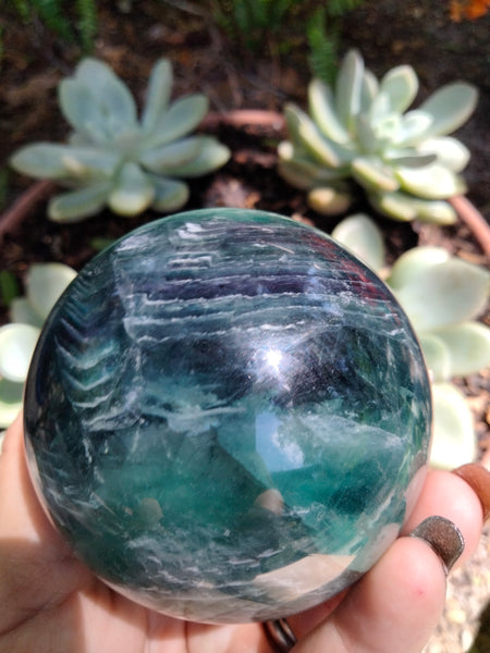 Rainbow Fluorite Sphere Lg with Rainbows!