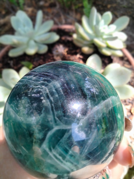 Rainbow Fluorite Sphere Lg with Rainbows!