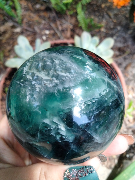 Rainbow Fluorite Sphere Lg with Rainbows!