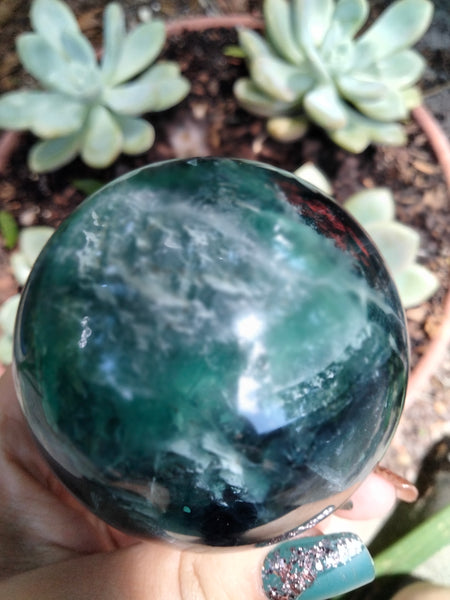 Rainbow Fluorite Sphere Lg with Rainbows!