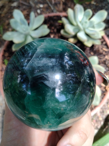 Rainbow Fluorite Sphere Lg with Rainbows!