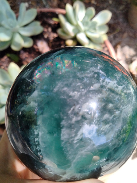 Rainbow Fluorite Sphere Lg with Rainbows!