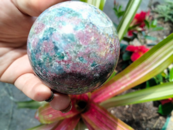 Green & Blue Kyanite with Ruby infused Sphere