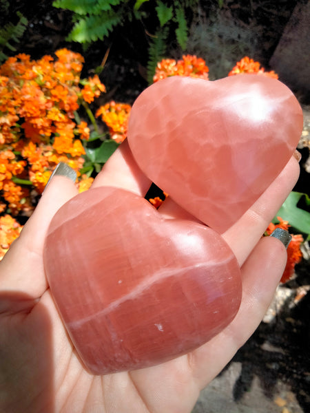 Calcite pink Rose Hearts