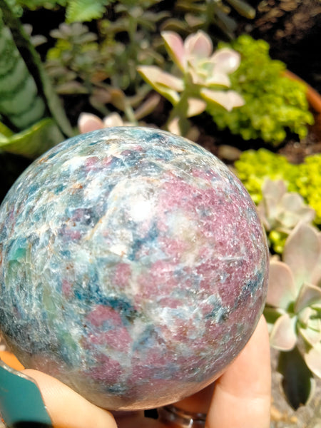 Blue Kyanite with Ruby infused Sphere