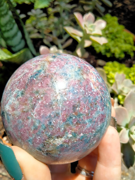 Blue Kyanite with Ruby infused Sphere