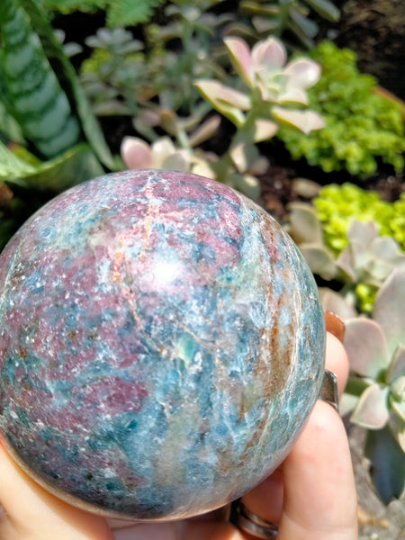 Blue Kyanite with Ruby infused Sphere