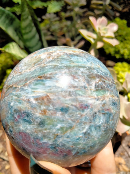 Blue Kyanite with Ruby infused Sphere