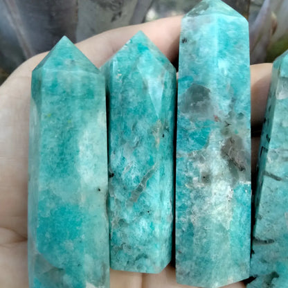 Amazonite Point with quartz deposit