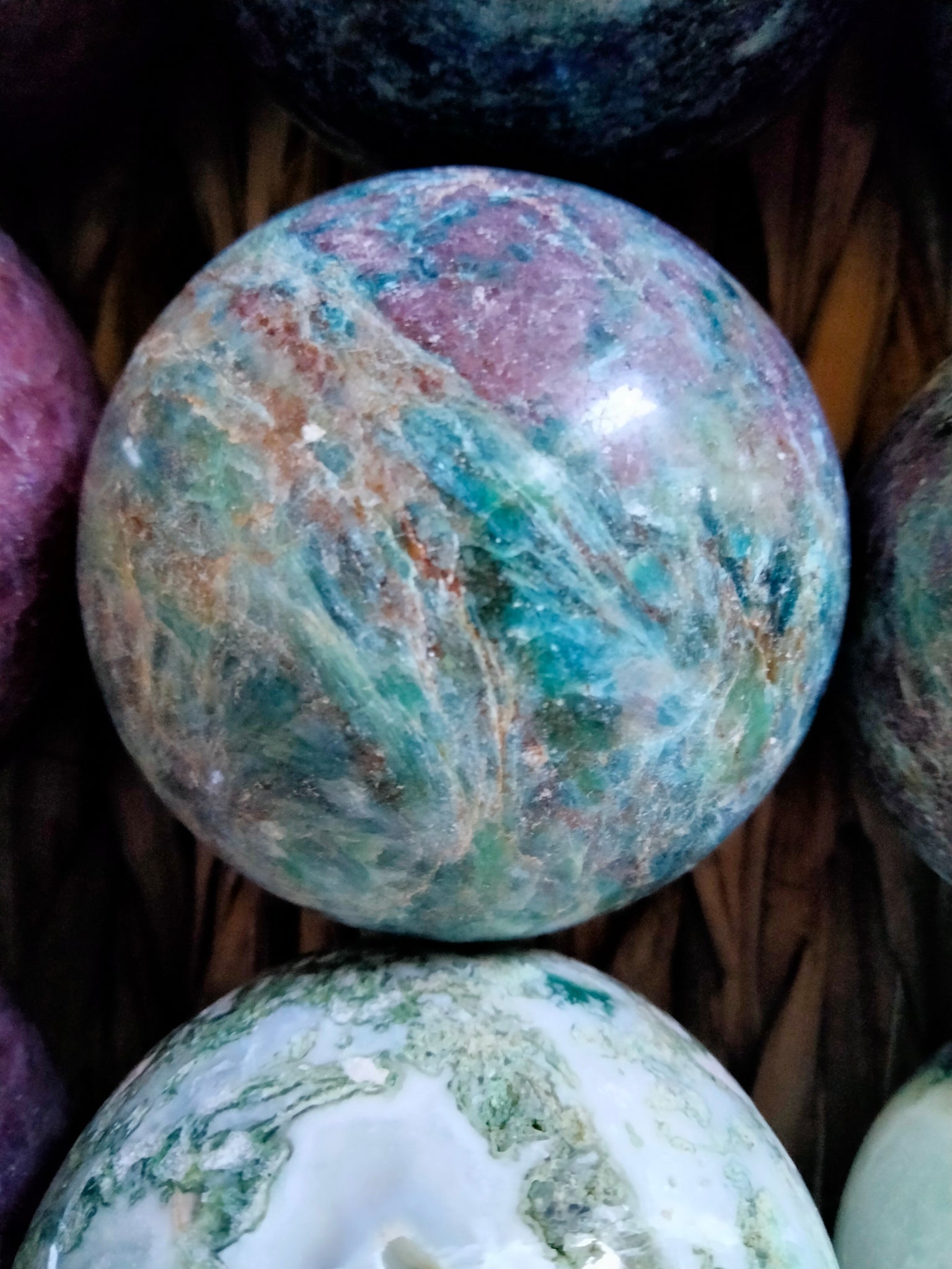 Blue Kyanite with Ruby infused Sphere