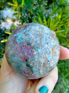 Blue Kyanite with Ruby infused Sphere