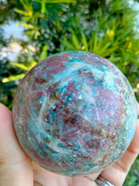 Blue Kyanite with Ruby infused Sphere