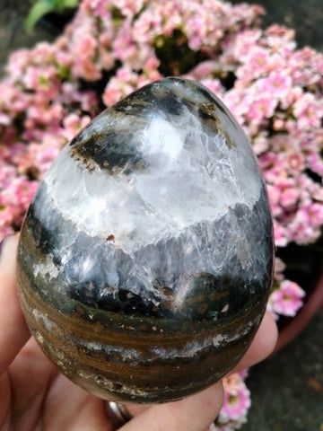 Ocean JASPER with Extraordinary Window Druzy Crystal Egg