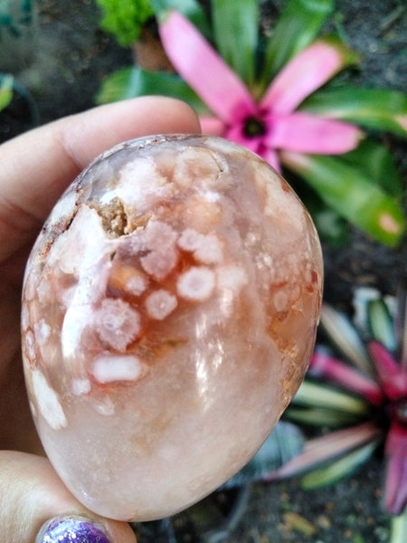 Flower Agate Crystal Egg