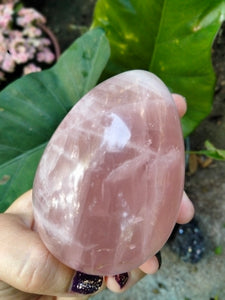 Pink Rose Quartz Crystal Egg with Rainbow