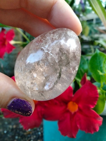 Clear Quartz Egg with rainbow and natural crack