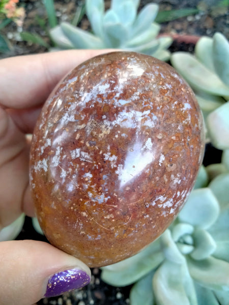 Pastel Blue Trapped inside a Red Ocean Jasper Crystal Egg