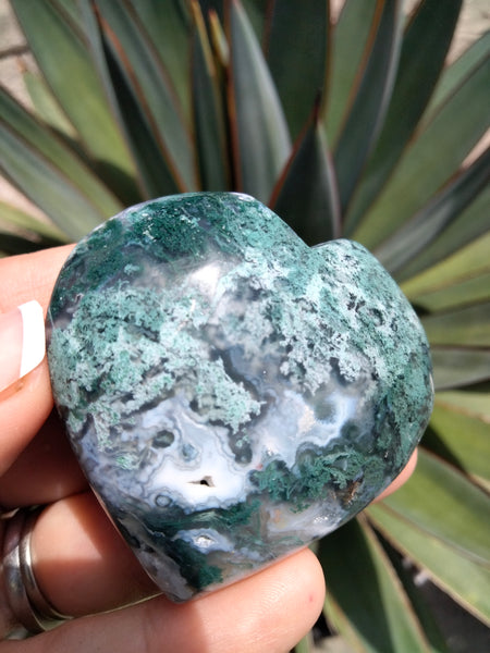 Moss Agate Crystal Heart