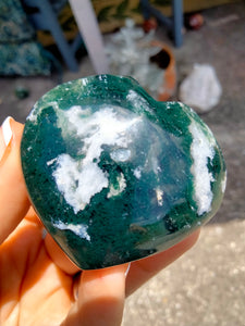 Moss Agate Crystal Heart