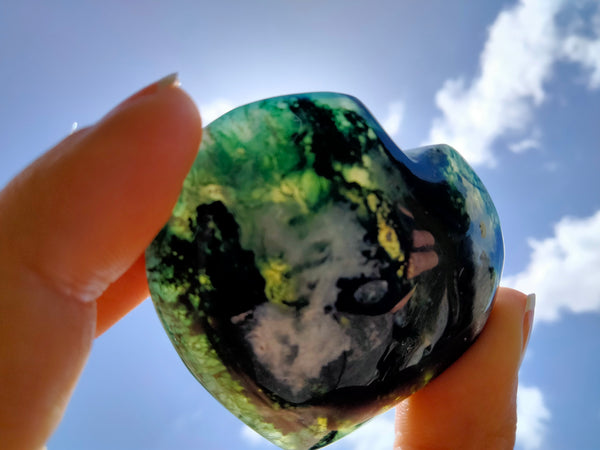 Moss Agate Crystal Heart