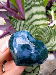 Moss Agate Crystal Heart