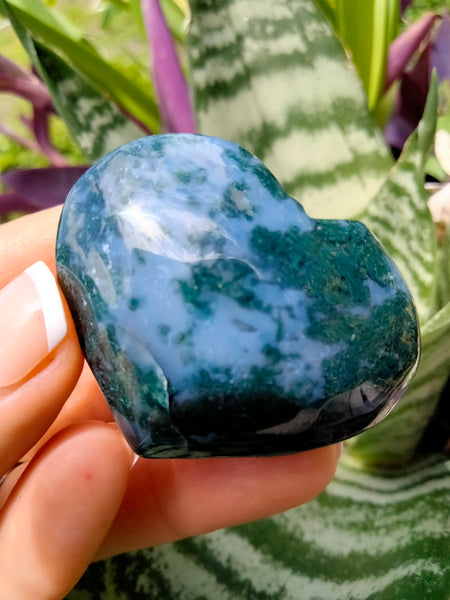 Moss Agate Crystal Heart