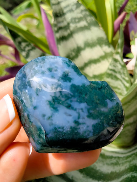 Moss Agate Crystal Heart